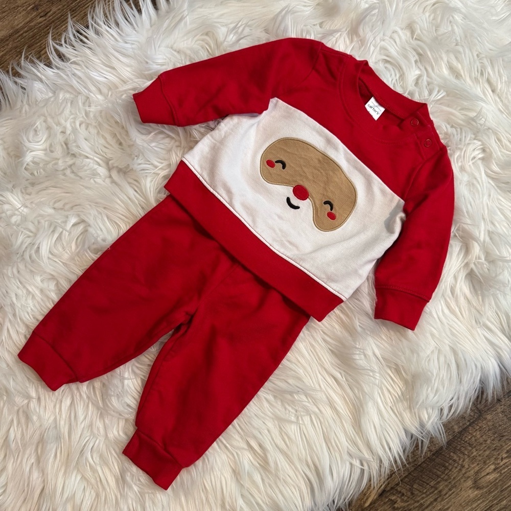 Carter’s Baby Boy Santa Outfit 6M Christmas 2Pc Set Red Holiday‎